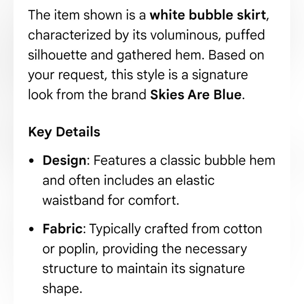 Skies Are Blue Cotton White Bubble Skirt Women's Size X-Small NWT - Picture 7 of 7